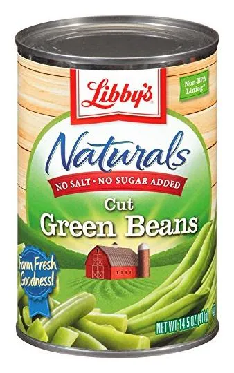 Canned Drained Green Snap Beans No Salt